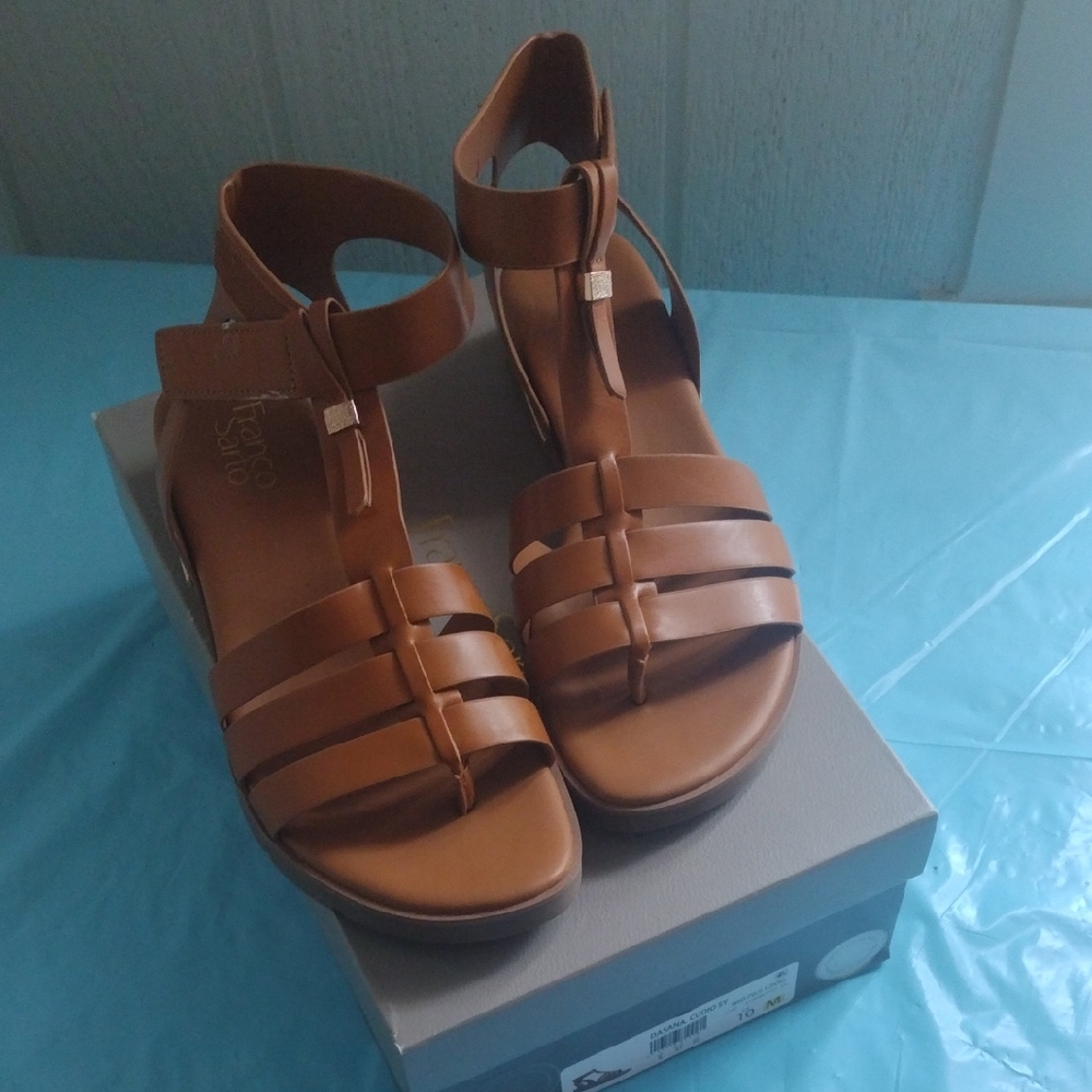 Franco Sarto Brown Ankle Strap Sandals